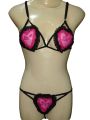 Floral Bikini Set , Nipples Covering Bikini Bra & Thongs Set, Bridal Lingerie Set. 