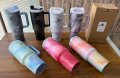 Imported 1180ml Stainless Steel Stanley Quencher 2.0 Tumbler Portable Thermos Cup with Leak Proof Lid and Straw, Large Capacity Car Cup Insulated Cup, for Hot and Cold Beverages Original Stanley Tumblers for Girls Stylish Marble Tumblers. 