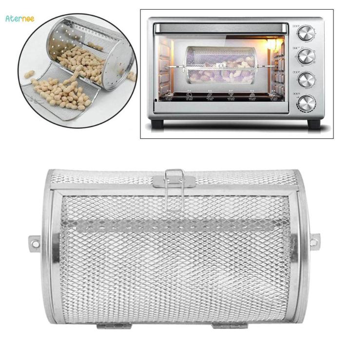 Stainless Steel Grill Roaster Drum Oven Basket,round Tumble Rotisserie Spit Rod Basket Oven Bakken