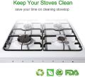 4-Pack Reusable Non-Stick Foil Gas Hob Range Stove Top Burner Protectors Liner Cover (0.2MM), Stove Burner Covers, Stovetop Protector,Gas Cooktop Clean Mat Pad, Easy to Clean(Silver). 