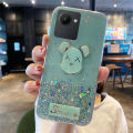 Phone Case For Realme C30 Back Cover Shiny Ring Case Glitter Soft Transparent Gloomy Bear Cases for Realme C30 Back Cover Stars Moon Girls. 