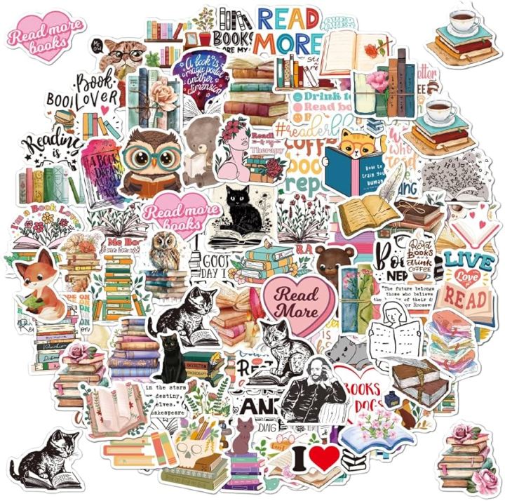 10 / 15 Pcs Books Reading Sticker Pack – Book Lovers, Study Vibes ...