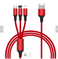 Original 3 in 1 fast charging usb cables for mobile phones | one drág three data cable for apple îphóné Android Type-C braided line usb cable 3 in 1 | Multi Function Charging Data Cable High Quality Adápter Cable For apple, type-C Use. 