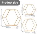 Wall Mounted Hexagonal Floating Shelves Set of 3 in Different Sizes, Modern Metal Wall Shelf, Simple Wood Partition Storage Shelves, Wall Decor Rack for Bedroom, Living Room, Kitchen and Office, Customized by Creative Decore. 