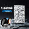 Small Wholesale Langsheng Steel Tone Open Fire Metal Lighter Inflatable Side Sliding Grinding Wheel Creative Cigarette Lighter High-End Gift for Men. 