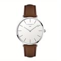 CHRONOS Men's Fashion Watch Ultra-thin Style Frosted Leather Strap Simple Fashion Wrist Watch Popular Style Quartz Watch. 
