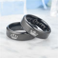 Bague De Mariage En Or His Queen Her King Printed Engravable Couple Rings Titanium Steel Crown Rings for Women and Men. 