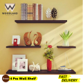 Wood Land Wall Mounted White & Black Floating Shelves, Book Storage Rack Shelf wooden shelves. 