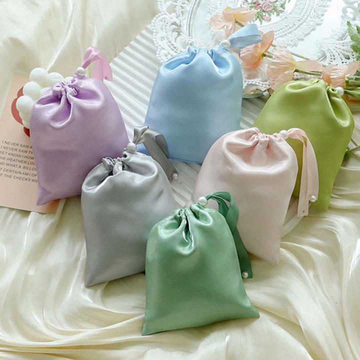 Drawstring Drawstring Cloth Bag Eco-Friendly Soft Satin Cloth Candy Bag Chic Small Jewelry Pouch for Wedding Gifts Party Favors