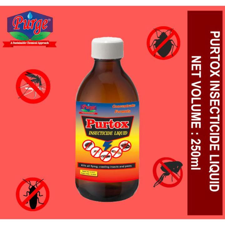 Purge Purtox Insecticide Liquid Concentrate 250ml - For Termites, Cockroaches, Ants, Bugs, Flea, Mosquitoes, Fly, Centipedes, Lizards, Spiders