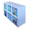 FROZEN 6 Cubic DIY (Nylone) Plastic Baby Clothes Cabinet Space Saver Organizer / Baby cupboard and Baby Hanging Wardrobe - 6 Cubes Storage Cabinet & Wardrobe For Kids With Hanging Rod. 