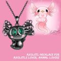 Exquisite Fashion Mexican Axolotl Necklace For Women cartoon black salamander animal pendant jewelry birthday gift for Kids Girl. 