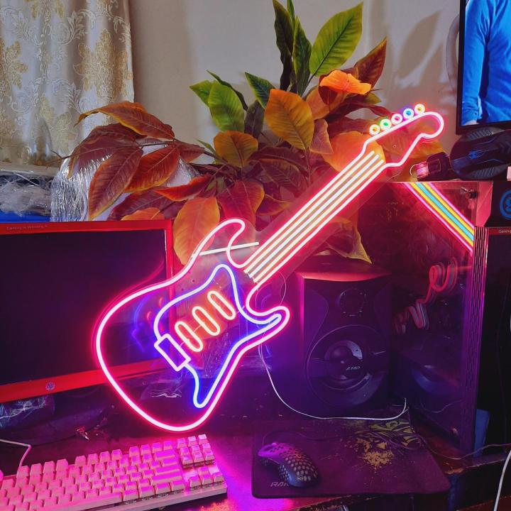 Neon Light Guitar shape sign board beautiful decoration light