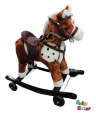Small size rocking wooden horse ride on toys colorful moving mouth & tail with baby plush rocking horse. 