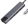 Type C Hub 8, 5, 3 Port Convertor Type C to 5 In 1 HUB (LAN + TYPE-C + HDMI + USB3.0*2) / Type C to 3 In 1 Convertor (Type C+Hdmi+Usb3.0 Compatible for MacBook Mac Pro Mini iMac Surface Pro XPS IdeaPad MateBook X Pro Notebook PC USB Flash Drives Mobile HD. 