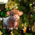 Cow Pendant 8cm Christmas Tree Car Backpack Ornament Cartoon Yellow. 