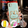 [With Tempered Glass]Casing SAMSUNG A03 5g phone case Softcase Electroplated silicone shockproof Protector Smooth  Cover new design aesthetic with holder Rabbit DDMTSL01. 