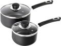 Utopia Kitchen Nonstick Saucepan Set with Lid - 1 Quart and 2 Quart Multipurpose Pots Set Use for Home Kitchen or Restaurant (Grey-Black). 
