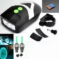 Bike Bits Bazaar Strauss Bicycle LED Headlight with Horn | Horn Lamp, Bike Headlight & Bicycle Horn | Universal Adjustable Front Head Light | 2 in 1 Device,(Black/Green. 