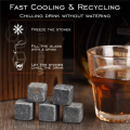 STONES Frozen Ice Stone Rocks Set 9 with Wooden Box Reusable Cooling Ice Cubes. 