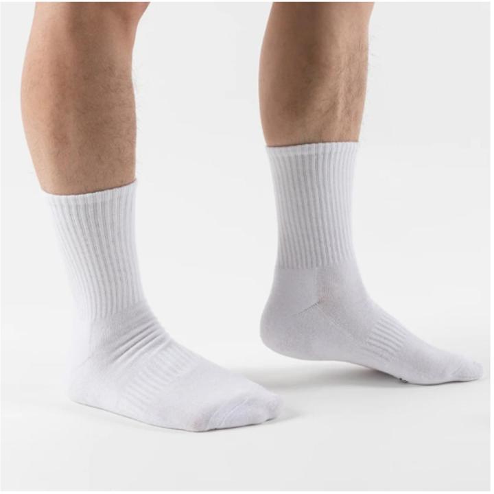 Men's Essential Plain Socks White Pairs Men Socks Plain Cotton