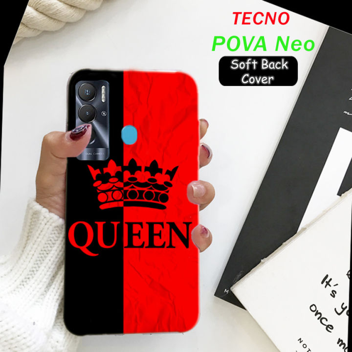 Tecno POVA Neo  Back Cover Girls - Queen Style Mobile Back Cover Pouch - Airbag Case Anti Shockproof Phone Case - Red