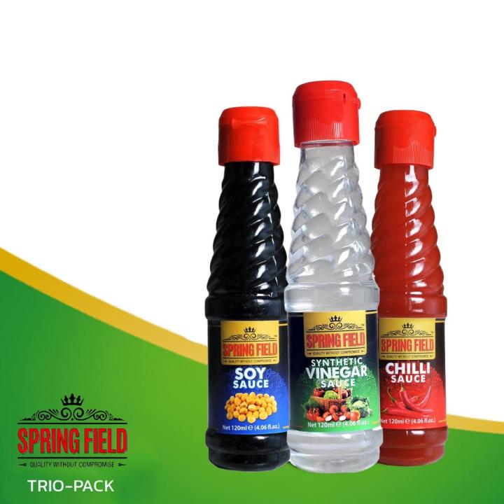 SpringField Trio Pack Vinegar, Chilli Sauce & Soya Sauce - 120ml