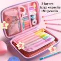 3D Cute Unicorn Pencil Case 3 Layer Large Capacity Geometry Box. 