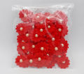 20 Pack of Red Velvet Flowers with Faux Pearls. 