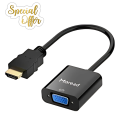 Moread HDMI to VGA Adapter Cable - Versatile HDMI to VGA Converter for Monitors, PCs, Laptops & TVs with Audio Support | High-Quality HDMI to VGA Adapter for Seamless Connectivity & Crystal Clear Display. 