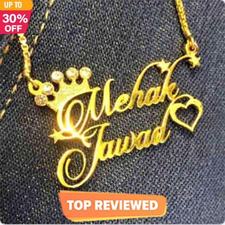 Gold Name Necklace Mahak Name Locket The Jewel Lodge Crown Heart