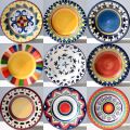 Creative Terracotta Glazed Round Ceramic Painting Plates 10 Pieces Full Box (Product of Denmark). 