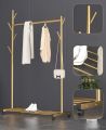 Single Pole Standing Coat Rack With Wheels, Metal Hanger Bedroom Floor Clothes Rack Hangers. 