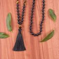 ST0613 Mens Mala Beads 108 Necklace Meditation Beads Tiger Eye Black Onyx Necklace Knotted Tassel Necklaces Mens Jewelry Gift. 
