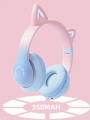 New Gradient Cat Headphones Wireless Bluetooth LED Light Up for Mobile PC Laptop. 
