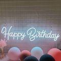 Elegant and Customised Happy Birthday Neon sign with extra-ordinary Neon light design and Bright neon signboard colors. High quality of customization, Customised Neon Name, Neon lights for room, Neon couple names and Happy birthday or event neon signs. 