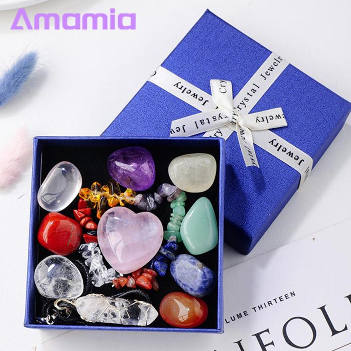 Fake Crystal Set Chakra Stones Healing Set Faux Crystal Gemstones for Positive Energy Fake Gemstone Collection