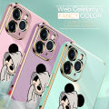 (Free Lanyard) Luxury 6D Plating Case for Vivo Y17 Phone Cases Cartoon Cool Mouse Side Print Soft Silicone Square Back Cover. 
