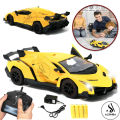 Remote Control Rechargeable Lamborghini Venono 4 Channel With Lights & Sound - Front Doors Open - 1:18 Scale Simulated Model Car - Yellow. 
