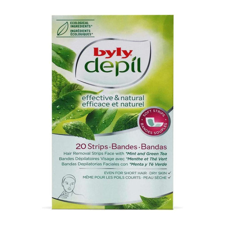 byly Laboratories SPain Hair removal Mint and Green Tea Body Turbo Depilatory Wax Strips