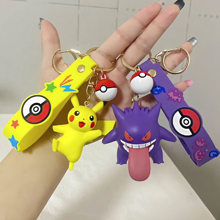 New Style Pokemon Keychain Anime Cute Pikachu Gengar Figure Fashion Keyring Jewelry Pendent Car Key Accessories Doll Toys Gifts