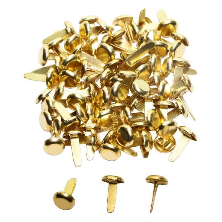 1/2 Inch Mini Paper Fasteners for Handicraft Projects,8 x 14 mm(Gold)