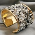 Fkewyy Luxury Designer Bracelet Women Ethnic Style Metal Jewelry Rhinestone Natural Stone Cuff Bracelets Party Birthday Gift. 