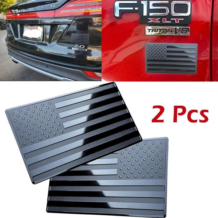 1 2Pcs 3D Metal American Flag Emblem Decal Side Maker Black US Flag Stickers For Car Truck Or SUV Rear Tail Trunk Badges Styling