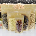 50pcs High Clear Front Kraft Paper Zip Lock Storage Bag 14x20 cm Snack Nuts Powder Coffee Beans Spice Gift Resealable Packaging Pouches. 