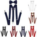 THREE BROTHERS>Double Pack Elastic Gallace Suspenders With Bow Tie For Kids , Boys , Girls. 