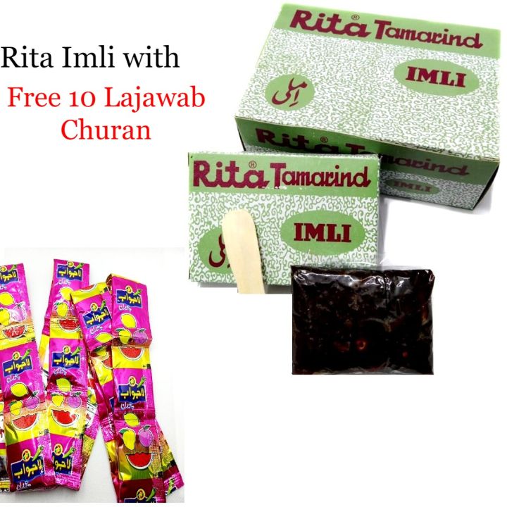 pack of 6 Rita Imli with 10 Free Lajawab Churan Chatpata Masala Imli / Khatti Meethi Imli / Sweet & Sour Childhood Snacks Imli Churan
