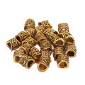 Hao Kan 24 PCS Hair Beads Metal Ancient Gold Antique Large Hole Braiding Bracelet Pendant 10 X 9mm. 