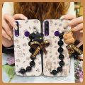 cute Waterproof Phone Case For Huawei Y6P silicone Bear bracelet Back Cover Skin-friendly feel Anti-knock Cartoon. 