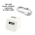 5w Adapter For Iphones With USB Lightning Cable-Wall Charger -Original Quality - Best for Iphone 6/7/8 And X-Series-Pocket Size With Over Voltage/ Over Current/ Short Circuit Protection -. 